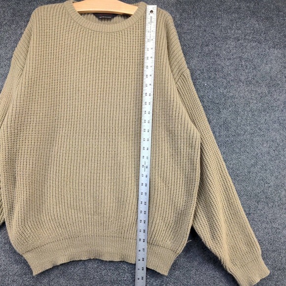 Improvise Men's Pullover Knit Sweater Tan Large Solid Long Sleeve Crew Neck - Picture 10 of 12